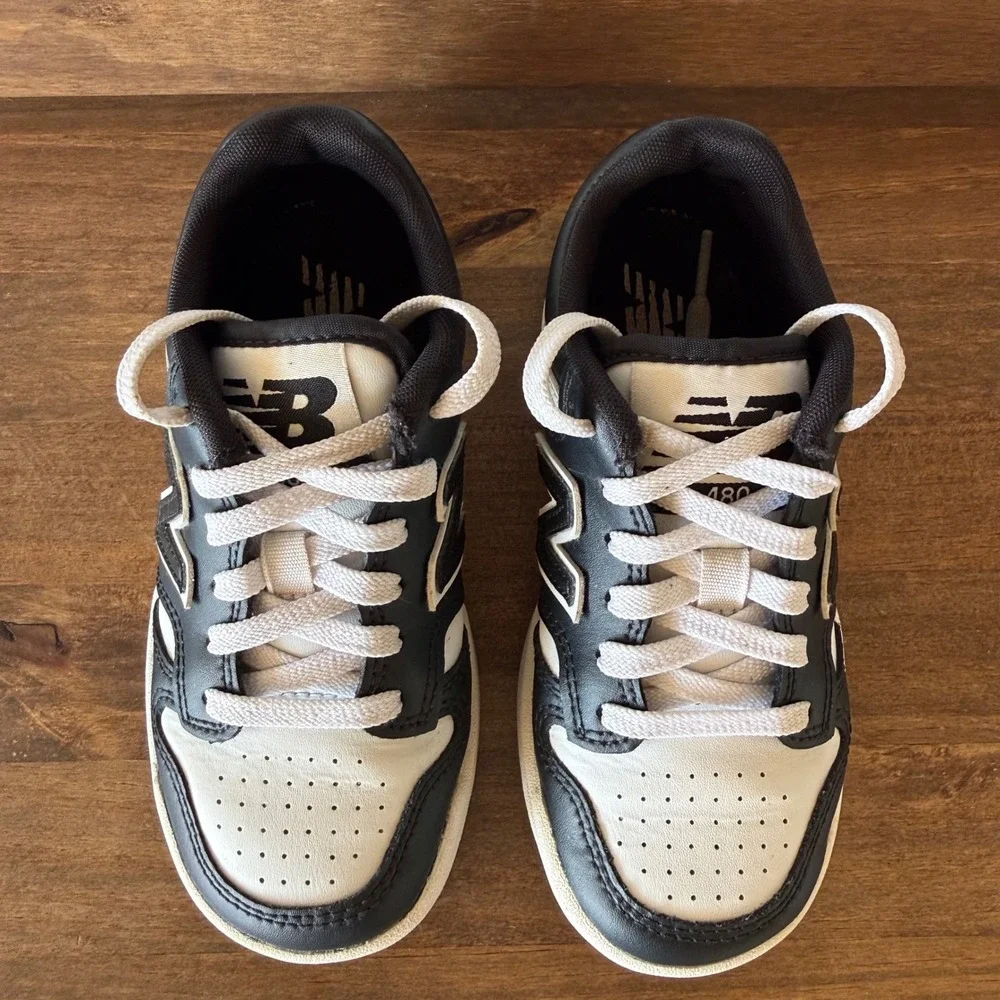 New Balance 480 Black White Kids Sneakers Size 12 PSB480BW